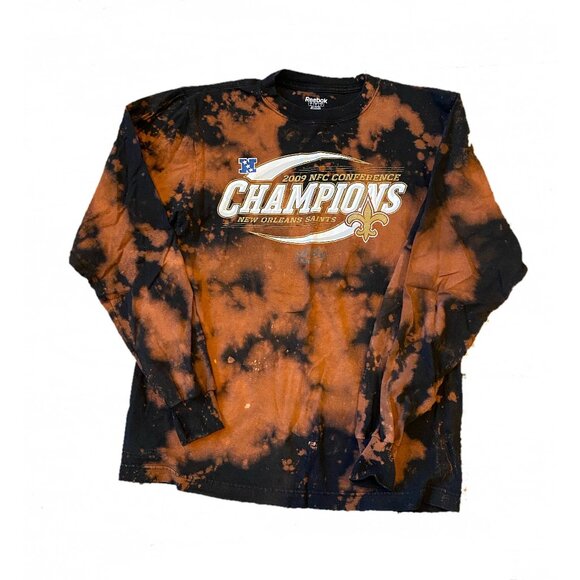 Acid Wash New Orleans Saints 2009 NFC Conference Champions Long Sleeve T-shirt, - Picture 1 of 1
